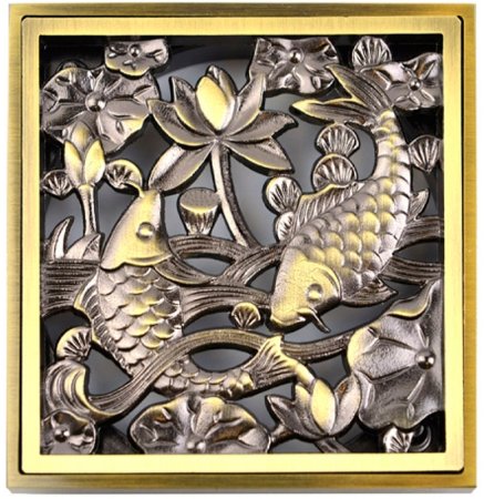 Душевой трап Bronze de Luxe Рыбы 21980-5602 с решеткой Бронза 