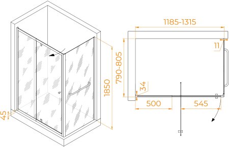 Душевой уголок RGW PA-44-1 (PA-02 + Z-060-1) 1200x800 