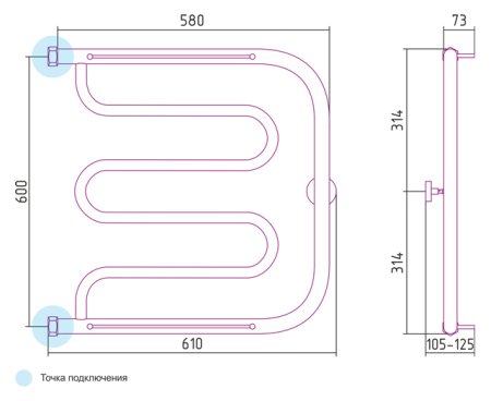 Полотенцесушитель водяной Сунержа Лира 60x60 с 2 полками 