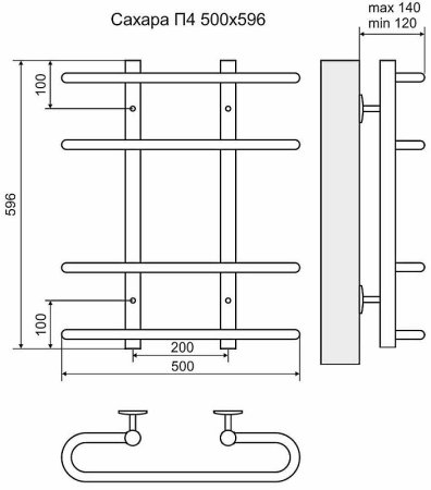 Водяной полотенцесушитель Terminus Сахара П4 500x596 4670030723178 Хром 