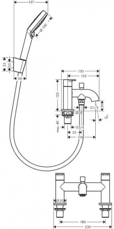 Смеситель на борт ванны Hansgrohe Vernis Blend 71461000 Хром 
