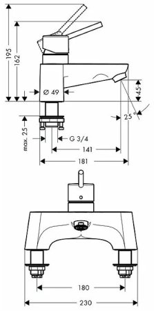 Смеситель на борт ванны Hansgrohe Talis 31427000 Хром 