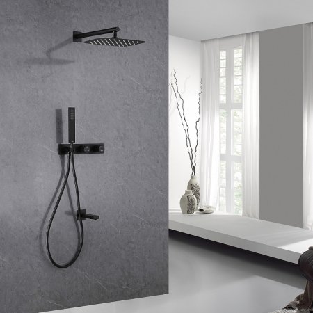 Душевая система Abber Rund AF8717B Черная матовая 