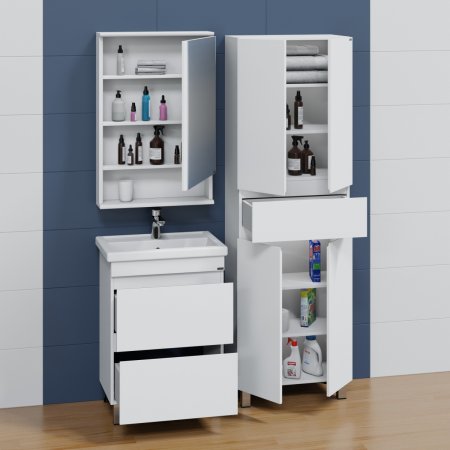 Тумба Санта Марс 60 напольная 2 ящика с умывальником Фостер 60 