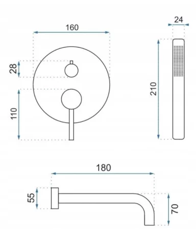 Смеситель для ванны Rea Lungo REA-B6440 