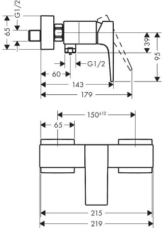 Смеситель для душа Hansgrohe Metropol 32560340 Шлифованный черный хром 