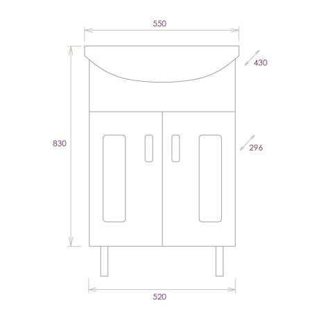 Тумба с раковиной Onika Кристалл 55.18 ver. Балтика 
