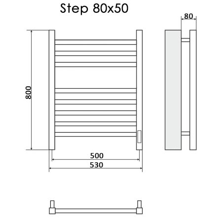 Полотенцесушитель электрический Ника Step-3 80х50 правый тэн 