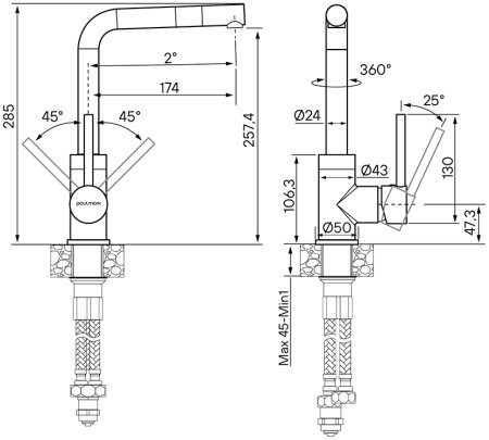Смеситель Paulmark Honner Ho212018-CR для кухонной мойки, хром 