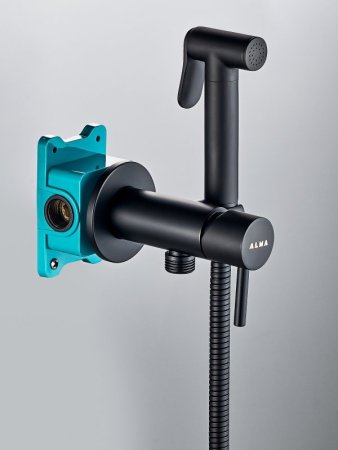 Гигиенический душ со смесителем ALMAes Benito AL-859-05 Черный матовый 