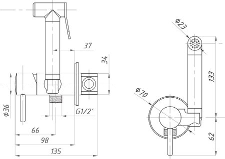 Гигиенический душ со смесителем ALMAes Benito AL-859-05 Черный матовый 