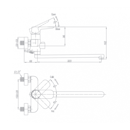 Смеситель для ванны Landberg LB-15107A-D90 Хром 