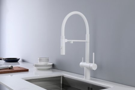 Смеситель Paulmark Magneto Ma213118-431 для кухонной мойки, белый матовый 