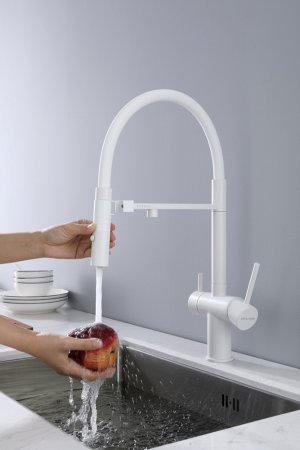 Смеситель Paulmark Magneto Ma213118-431 для кухонной мойки, белый матовый 