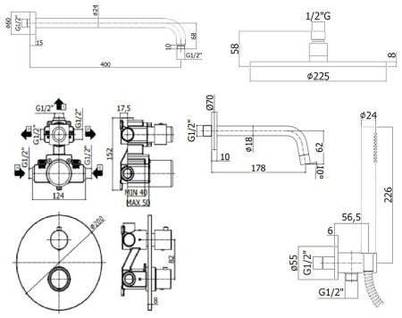 Душевая система Paffoni Light KITLIQ019CR045 с термостатом Хром 