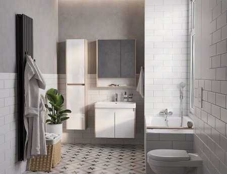 Тумба под раковину Aquaton Сканди Doors 70 1A278901SDB20 Белый глянец Дуб верона 