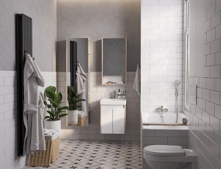 Тумба под раковину Aquaton Сканди Doors 45 1A278701SDB20 Белый глянец Дуб верона 