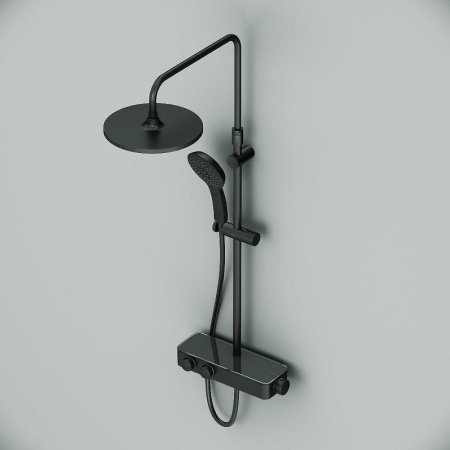 Душевая система AM.PM Inspire V2.0 F0750A422 с термостатом Черная матовая 