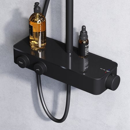 Душевая система AM.PM Inspire V2.0 F0750A422 с термостатом Черная матовая 