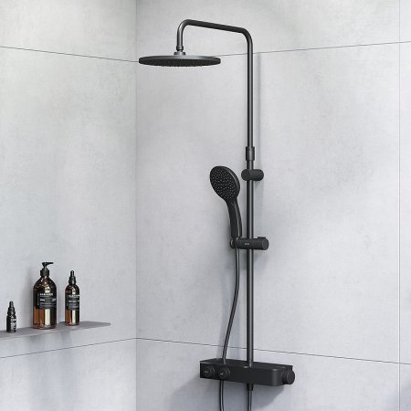 Душевая система AM.PM Inspire V2.0 F0750A422 с термостатом Черная матовая 