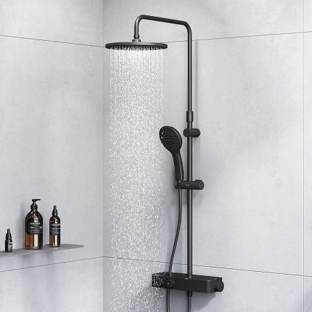 Душевая система AM.PM Inspire V2.0 F0750A422 с термостатом Черная матовая 