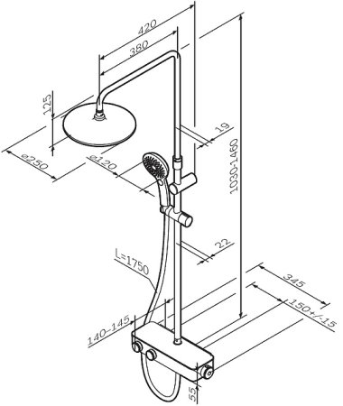 Душевая система AM.PM Inspire V2.0 F0750A422 с термостатом Черная матовая 