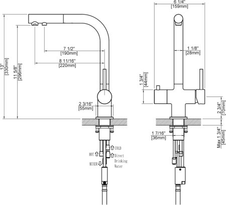 Смеситель Timo Saona 2356/18FL для кухонной мойки, черное золото 