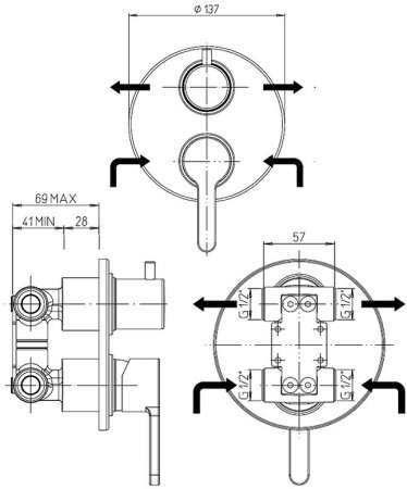 Смеситель для душа Paini Arena 92CR6911 Хром 