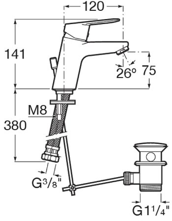 Смеситель для раковины Roca Alfa 5A3P25C0M Хром 