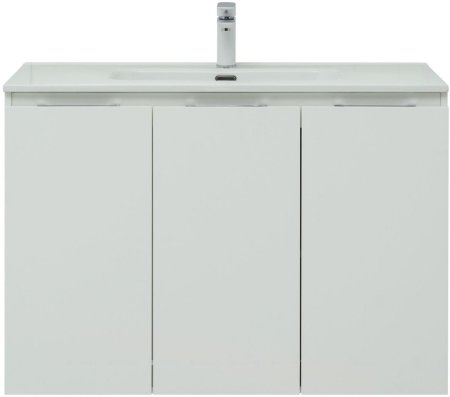 Тумба с раковиной Aquanet Алвита New 100 3 дверцы, белый матовый 