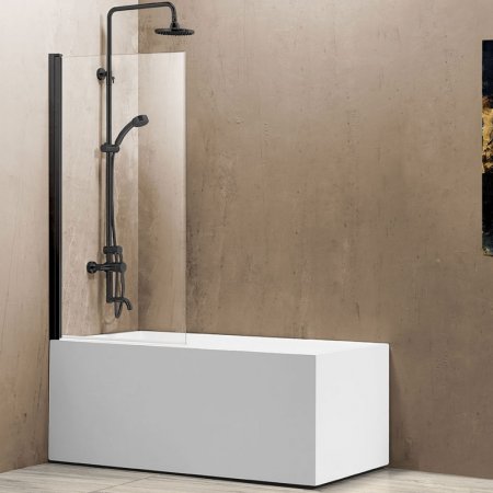 Шторка на ванну Vincea VSB-11800CLB 80x140 профиль Черный стекло прозрачное 