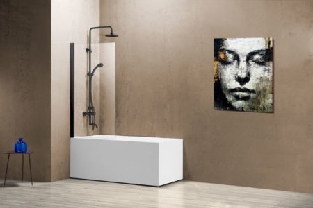 Шторка на ванну Vincea VSB-11800CLB 80x140 профиль Черный стекло прозрачное 