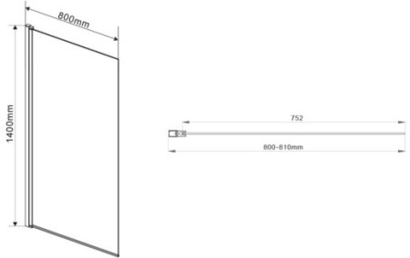 Шторка на ванну Vincea VSB-11800CLB 80x140 профиль Черный стекло прозрачное 