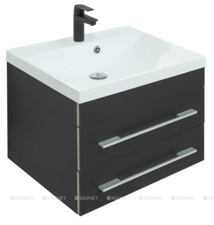 Тумба с раковиной Aquanet Верона 58 New черный матовый 