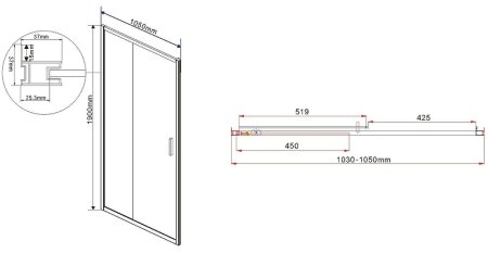 Душевая дверь Vincea Garda 105 VDS-1G105CL профиль Хром стекло прозрачное 