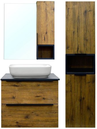 Тумба под раковину Azario Gris 75 CS00080424 подвесная Дуб Веллингтон 