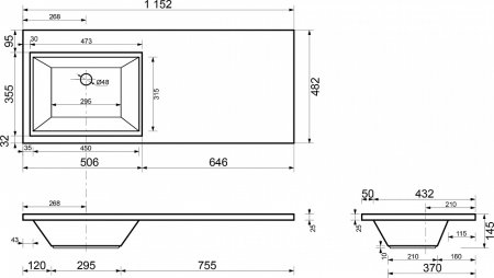 Тумба с раковиной Эстет Dallas Luxe 115 подвесная, 1 ящик, L 