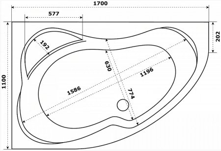Акриловая ванна Azario Микона 170х110 R МИВ0004 без гидромассажа 