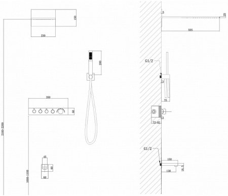 Душевая система Abber Rund AF8753B с термостатом Черная матовая 