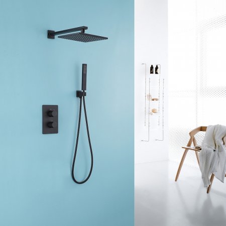 Душевая система Abber Insel AF8051B с термостатом Черная матовая 