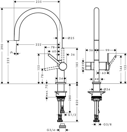 Смеситель Hansgrohe Talis M54 72805670 для кухонной мойки, матовый черный 