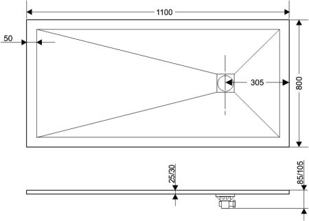 Поддон для душа RGW Stone Tray ST-0118W 80х110 