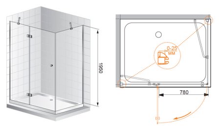Душевой уголок Cezares Verona AH1 90/100 P Cr L 