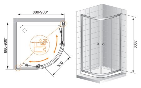 Душевой уголок Cezares Anima W R2 100 P Cr 