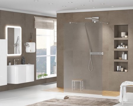 Душевая перегородка Cezares Liberta-L-2-90-120-GR-Cr стекло графит, кронштейн 120 см 