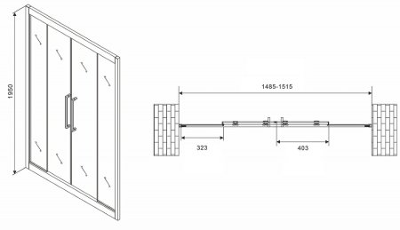 Душевая дверь Abber Schwarzer Diamant 150 AG33150BH профиль Черный стекло прозрачное 