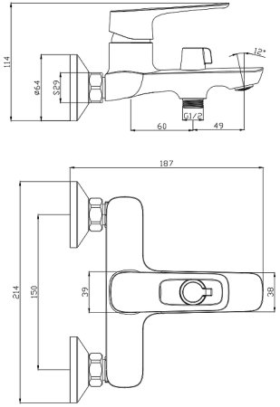 Смеситель для ванны Olive's Artis 06201AT Хром 
