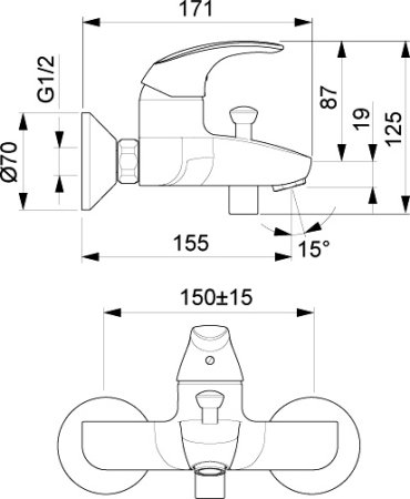 Смеситель Oras Polara 1440Y для ванны с душем 
