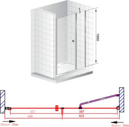 Душевая дверь в нишу Cezares Elena W B11 40/70 C Cr 