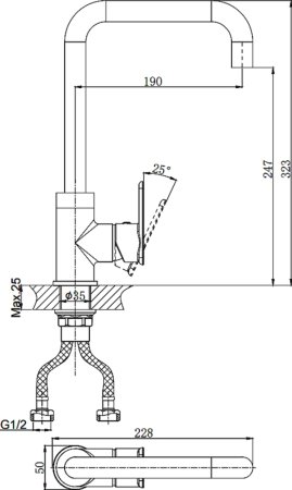Смеситель Rush Bruny BR4335-22 для кухонной мойки 